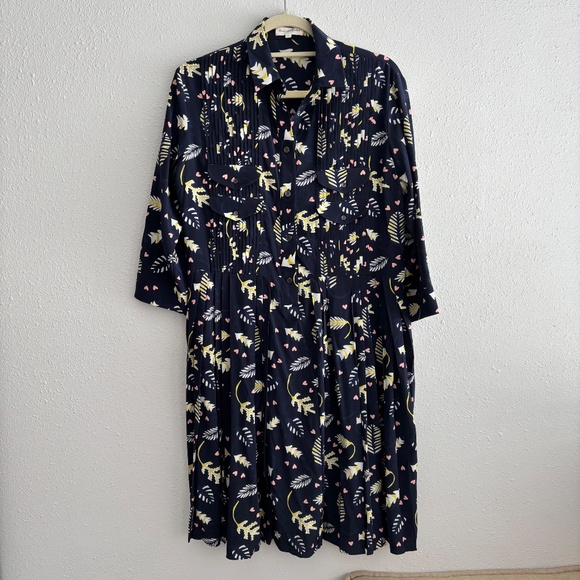 Chinti and Parker Silk Jungle Love Pattern Shirt Dress